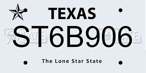 ST6B906 Texas License Plate