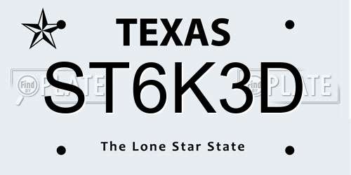 ST6K3D Texas License Plate