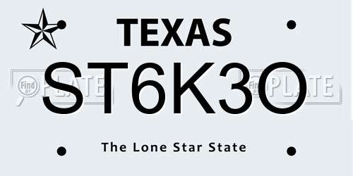 ST6K3O Texas License Plate