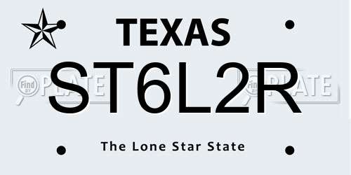 ST6L2R Texas License Plate