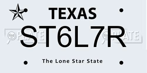 ST6L7R Texas License Plate