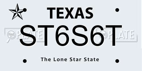 ST6S6T Texas License Plate
