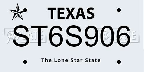 ST6S906 Texas License Plate