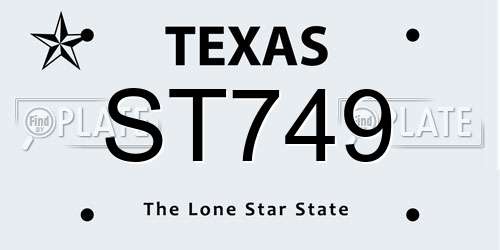 ST749 Texas License Plate