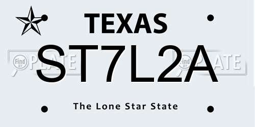 ST7L2A Texas License Plate