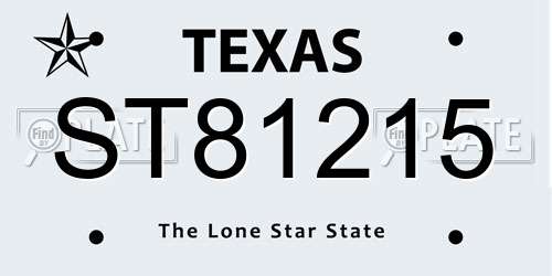 ST81215 Texas License Plate