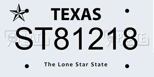 ST81218 Texas License Plate