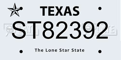 ST82392 Texas License Plate