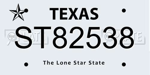 ST82538 Texas License Plate