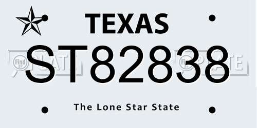 ST82838 Texas License Plate