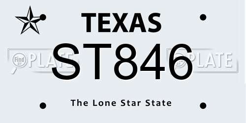 ST846 Texas License Plate