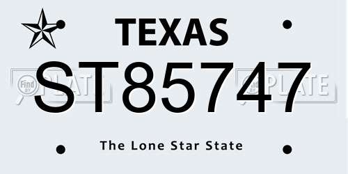 ST85747 Texas License Plate