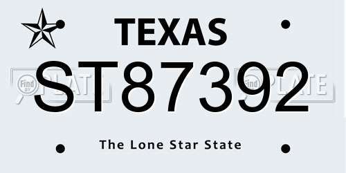 ST87392 Texas License Plate