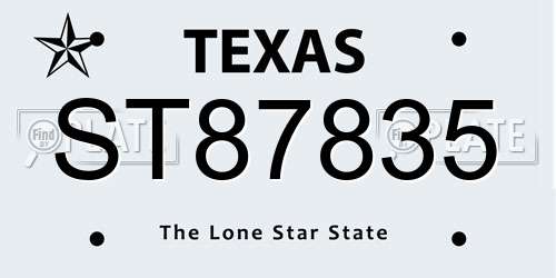 ST87835 Texas License Plate
