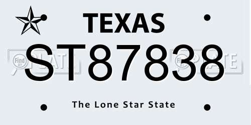 ST87838 Texas License Plate