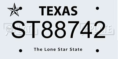 ST88742 Texas License Plate