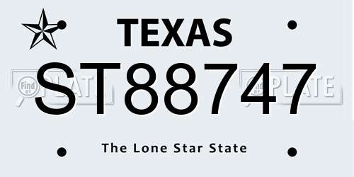 ST88747 Texas License Plate