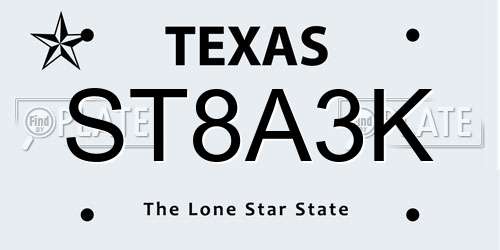 ST8A3K Texas License Plate