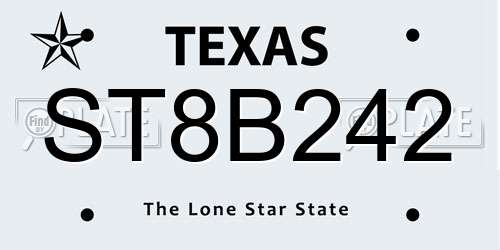 ST8B242 Texas License Plate