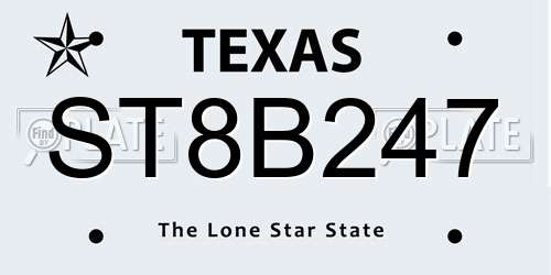 ST8B247 Texas License Plate