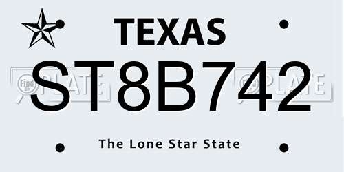 ST8B742 Texas License Plate