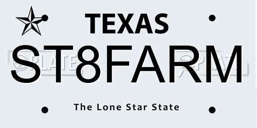 ST8FARM Texas License Plate