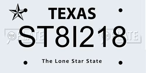 ST8I218 Texas License Plate