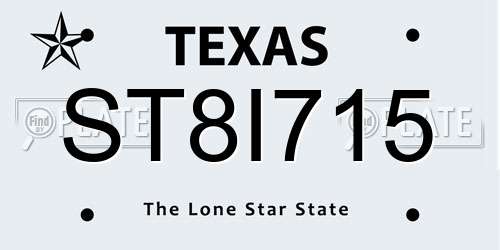 ST8I715 Texas License Plate