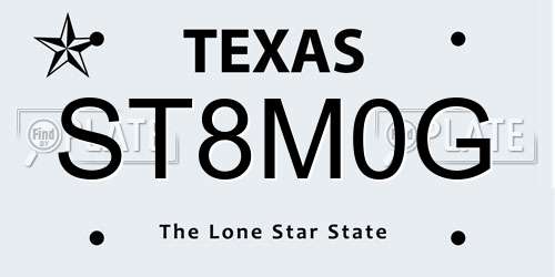 ST8M0G Texas License Plate