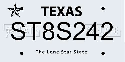 ST8S242 Texas License Plate