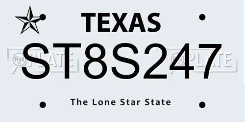 ST8S247 Texas License Plate