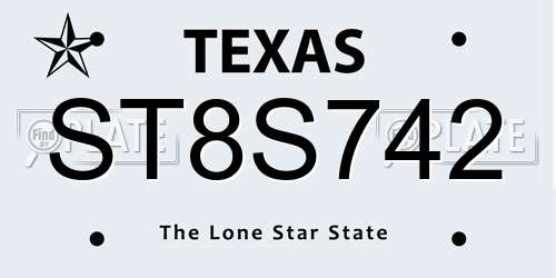 ST8S742 Texas License Plate
