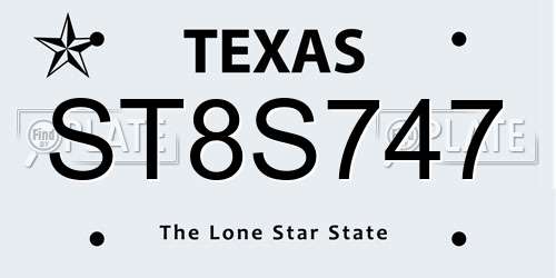 ST8S747 Texas License Plate