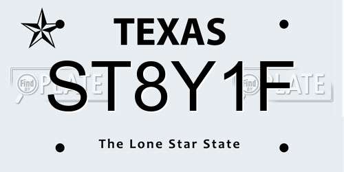 ST8Y1F Texas License Plate