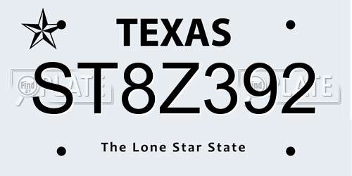 ST8Z392 Texas License Plate