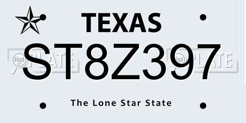 ST8Z397 Texas License Plate