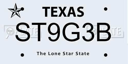 ST9G3B Texas License Plate