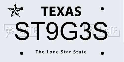 ST9G3S Texas License Plate