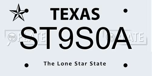 ST9S0A Texas License Plate