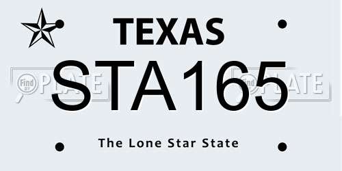 STA165 Texas License Plate