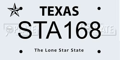 STA168 Texas License Plate