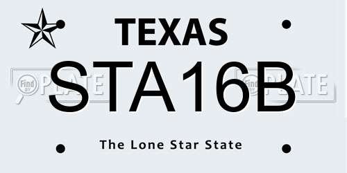 STA16B Texas License Plate