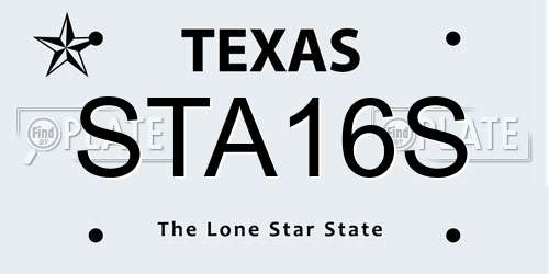 STA16S Texas License Plate