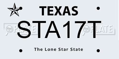 STA17T Texas License Plate