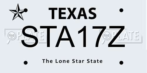 STA17Z Texas License Plate