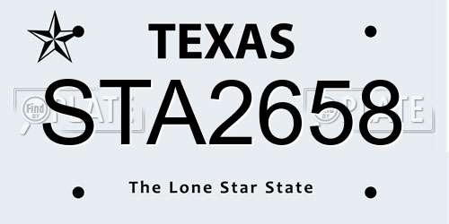 STA2658 Texas License Plate
