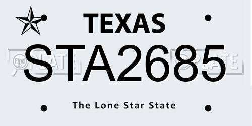 STA2685 Texas License Plate