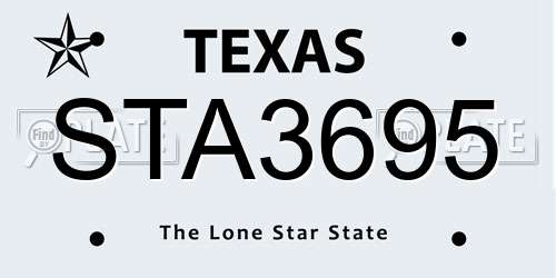 STA3695 Texas License Plate