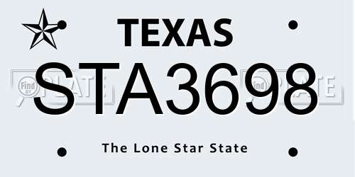 STA3698 Texas License Plate