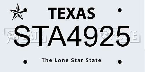 STA4925 Texas License Plate